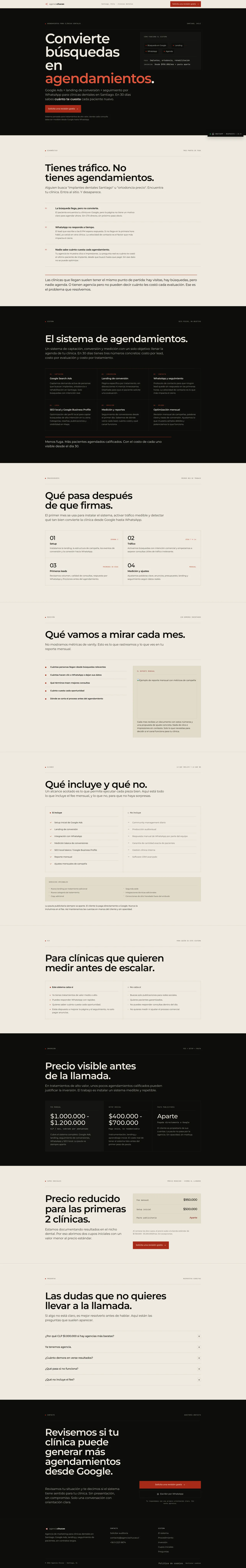 Sitio agenciachucao.cl con servicios ordenados y contacto visible