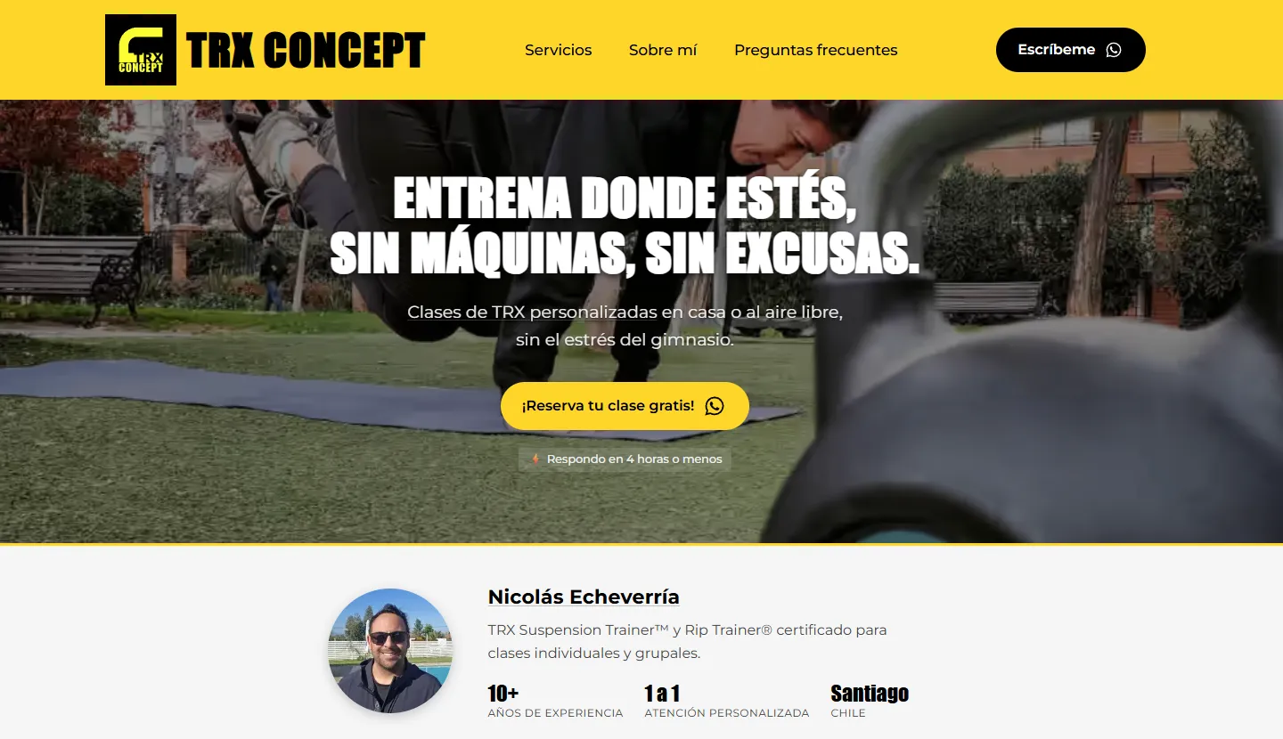 Sitio trxconcept.cl con presentación de marca y servicios